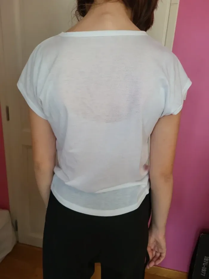 T shirt blanc plumes S - photo numéro 2
