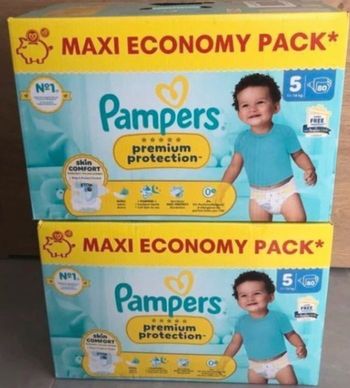 Deux cartons de couches Pampers taille 5 preuim