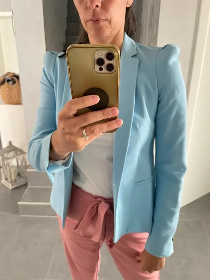 Veste de tailleur bleu ciel Zara