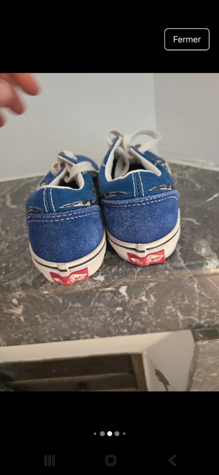 Baskets Vans bleues avec flamme et damier Taille 30.5 - photo numéro 6