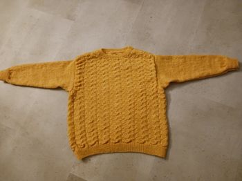 pull jaune tricoté main 8 ans Phildar Neuf