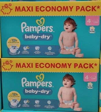 Couches pampers T4, baby-dry, 2 cartons de 108 couches, 9-14kg