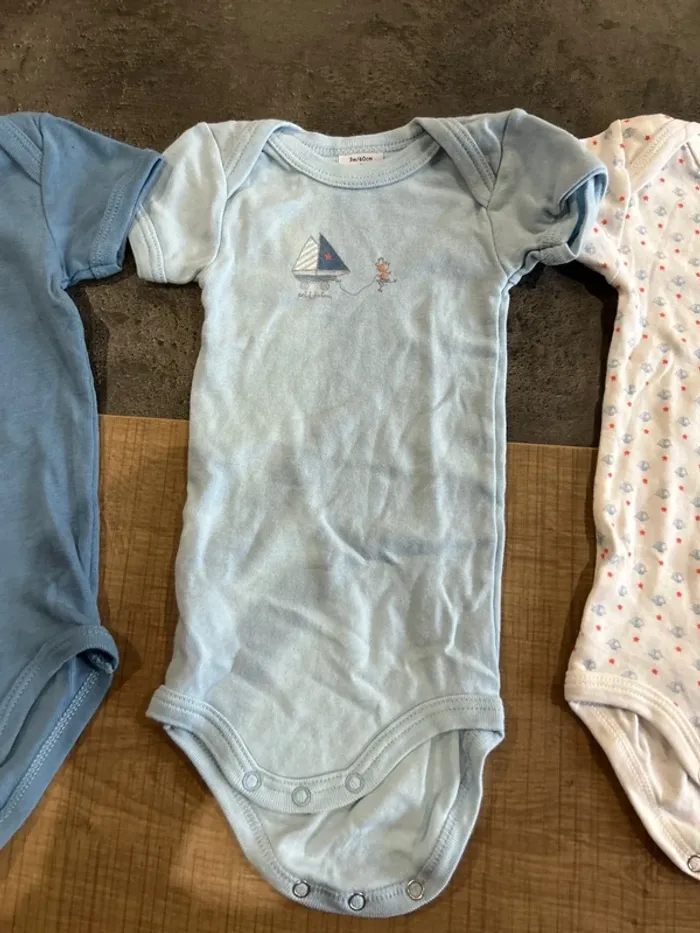 Lot de 3 bodys manches courtes bébé garçon, petit bateau 3 mois - photo numéro 3