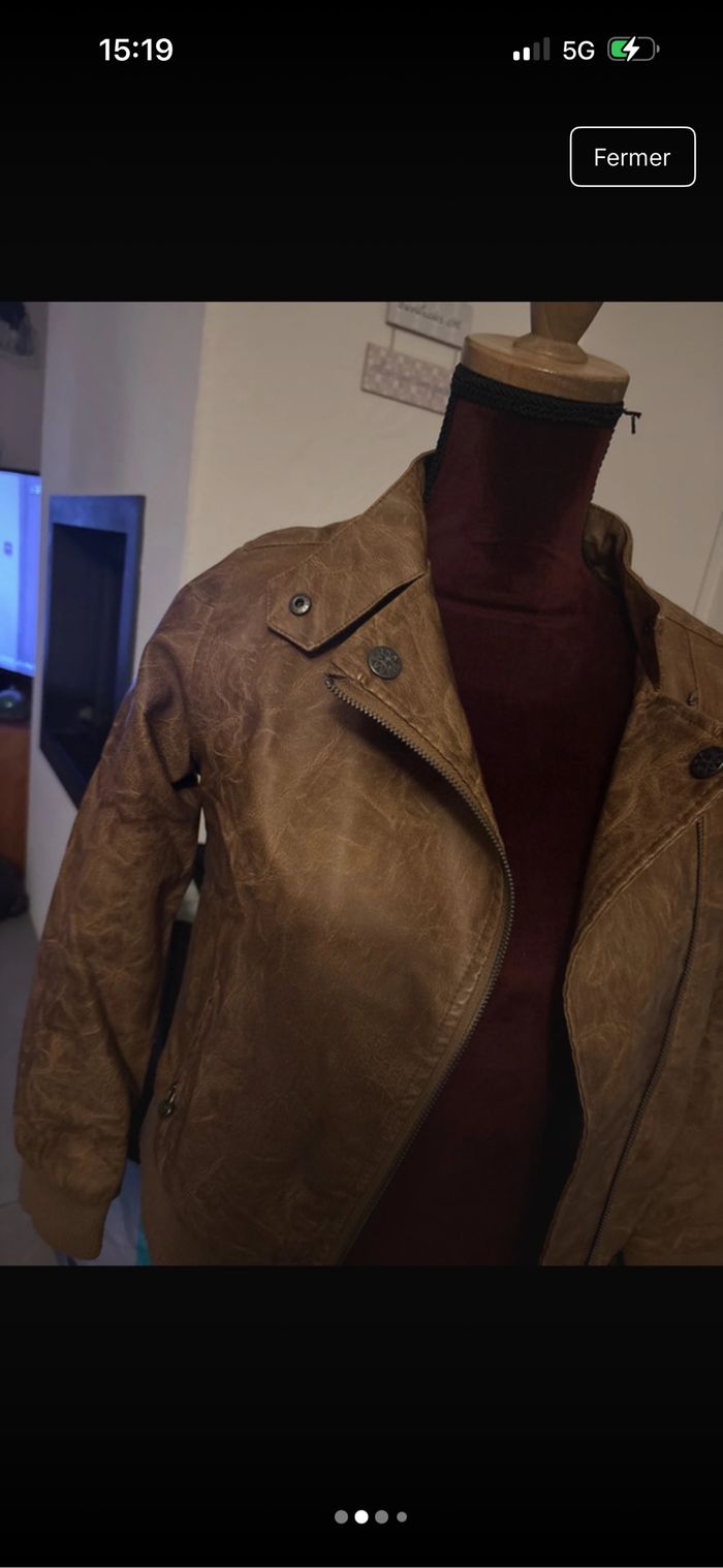 Veste en cuir marron orchestra taille 12 ans - photo numéro 2