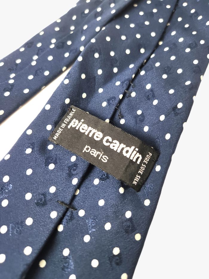 Cravate en Soie Pierre Cardin Bleue à Pois - photo numéro 4