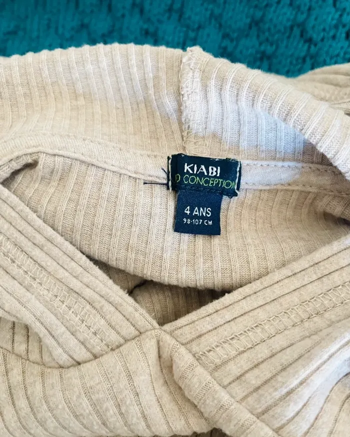 Sweat fin côtelé beige à capuche 4 ans - Kiabi - photo numéro 4