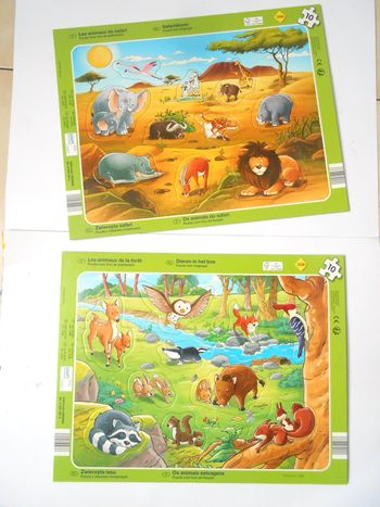 Lot de 2 puzzles animaux 18 mois
