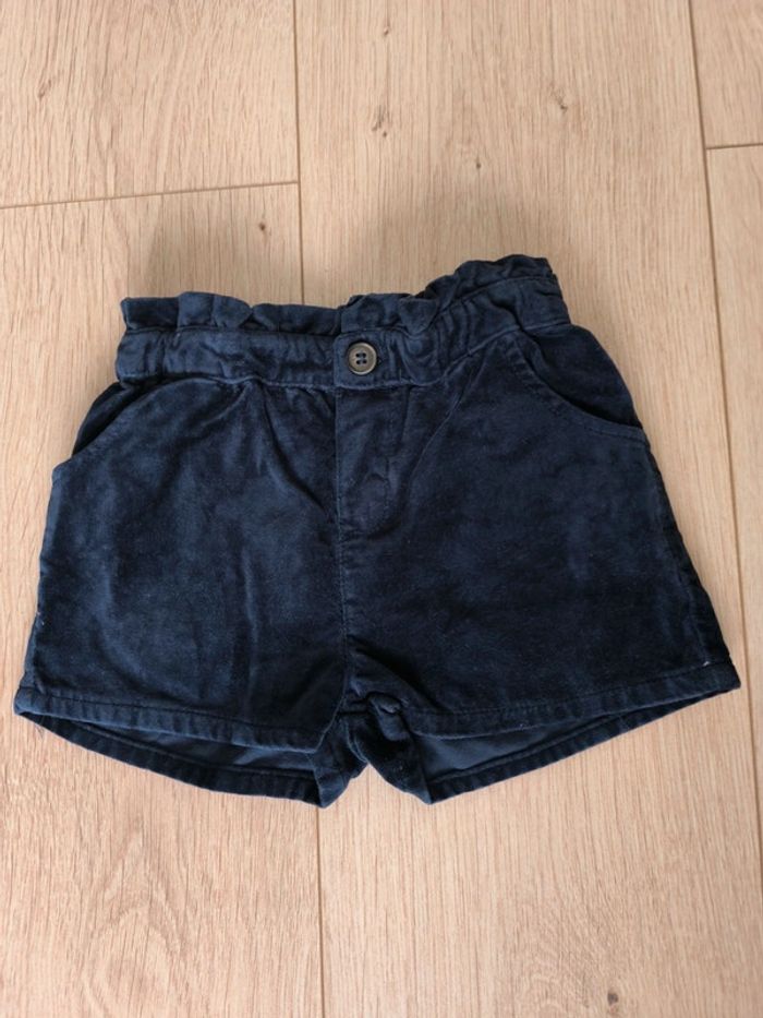 Short fille velours bleu marine Bout'chou - 24 mois