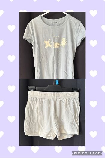 Pyjama enfant Kiabi – T-shirt gris + short blanc – Yoga Lifestyle