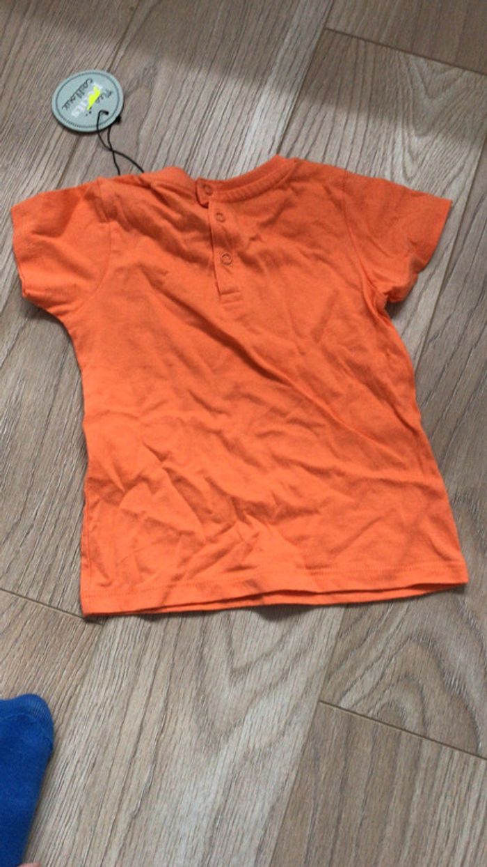 T shirt MC 24 mois orange neuf avec étiquette - photo numéro 3