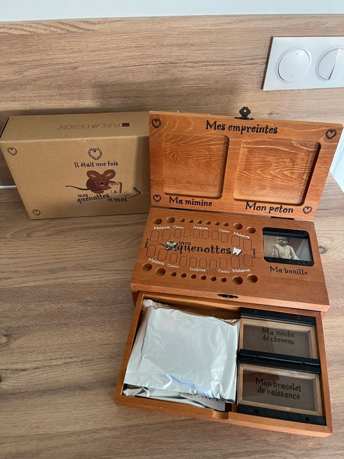 Coffret bois avec argile - souvenirs