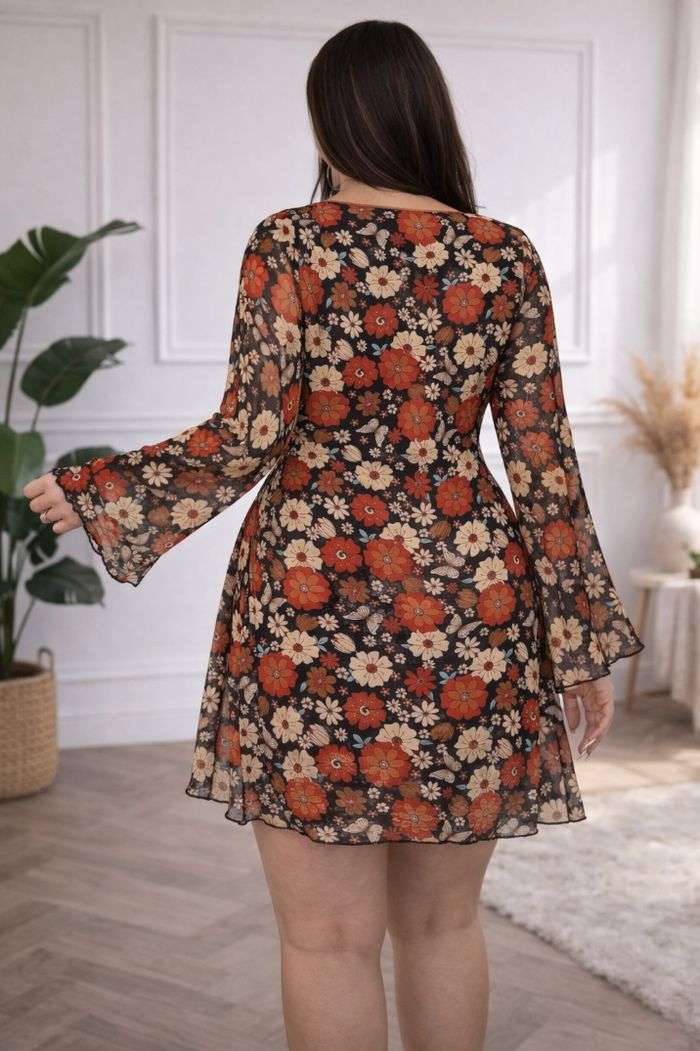 Robe bohème manches longues transparentes multicolore Femme taille 52 marque Boohoo 💍 - photo numéro 2