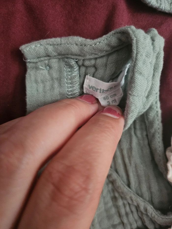 Barboteuse / vêtements été bébé 3 mois / gaze de coton - photo numéro 4