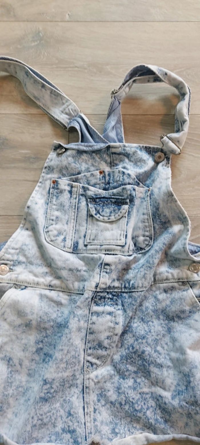 Robe courte salopette en jean s délavé, Pull & bear, taille M (14/16 ans) - photo numéro 3