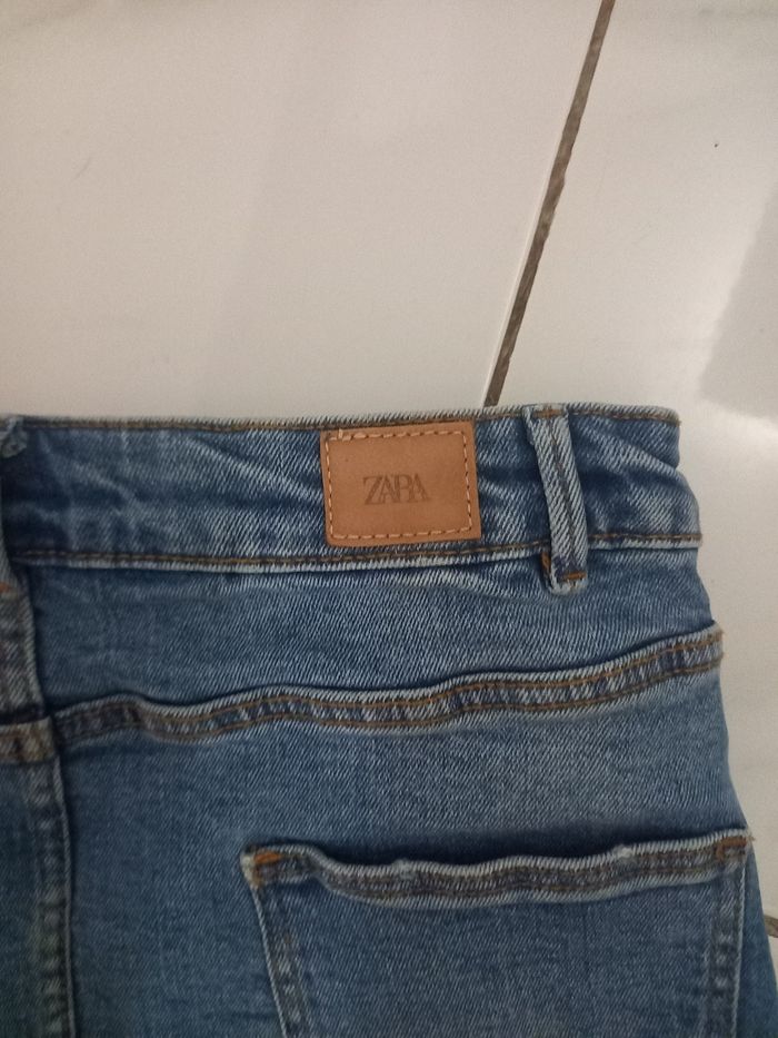 Jupe jen fille zara taille 11/12 ans couleur bleu clair en coton poches devant et arriere - photo numéro 2