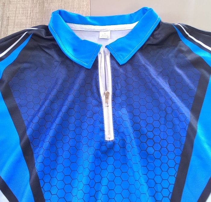 Polo manches courtes taille L couleur bleu pour homme - photo numéro 5