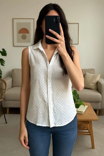 Chemise sans manches à pois Pull&Bear - Taille S