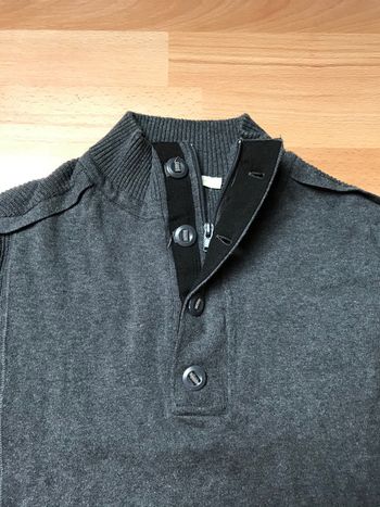 Pull homme gris Gemo taille L col bouton et zippé