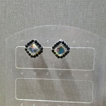 Boucles d'oreilles losanges noir et gris