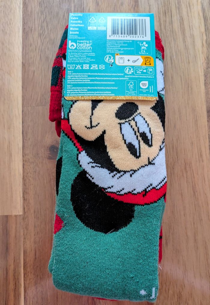 2 Paires de Chaussette intérieur épaisse Mickey Disney Noel 31 / 34 Neuf - photo numéro 2