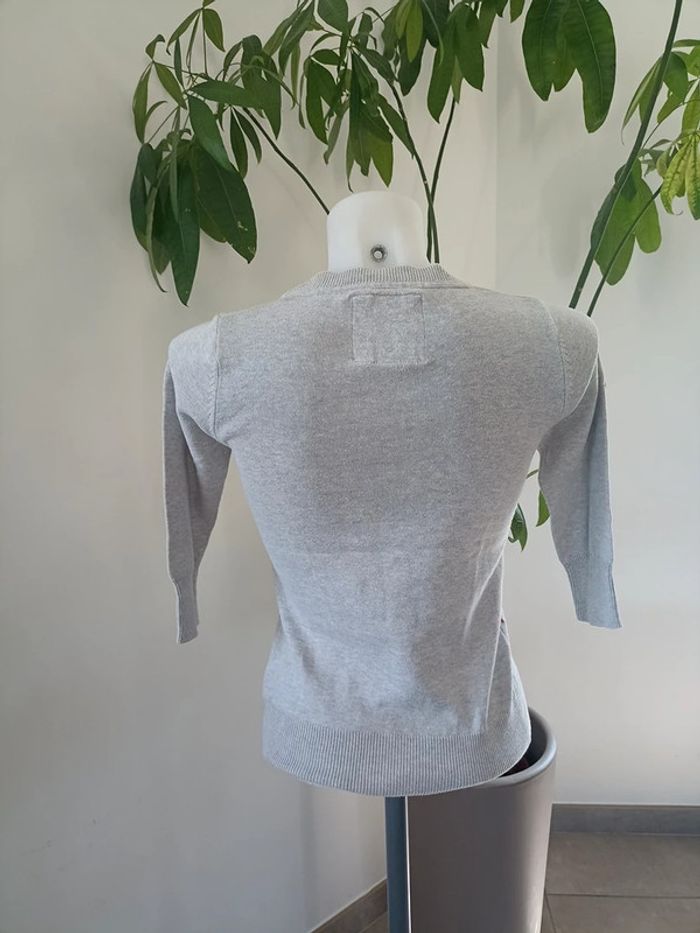 Haut manches 3/4 Heritage gris et rouge taille S - photo numéro 2