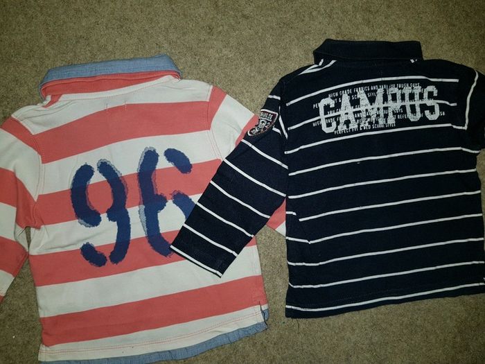 Lot de 2 tee shirts polos manches longues garçon 12 mois - photo numéro 4