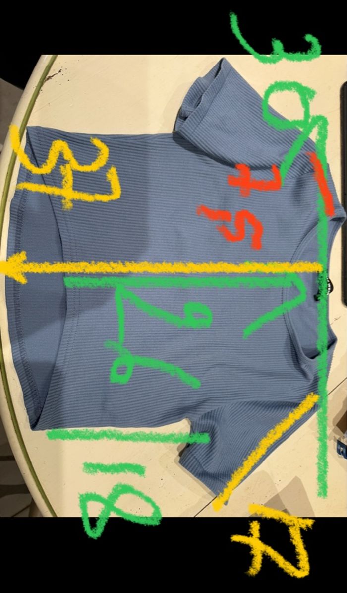 T-shirt taille S/36 CROP top gris bleu tally - photo numéro 7