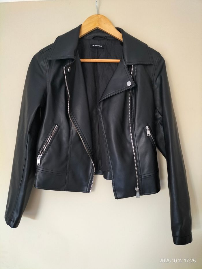 Veste simili cuir noir - photo numéro 2