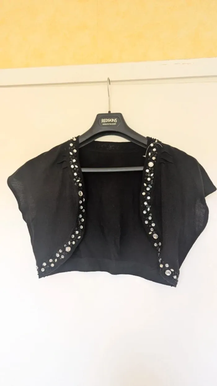 Boléro sequins argentés manches courtes - photo numéro 2