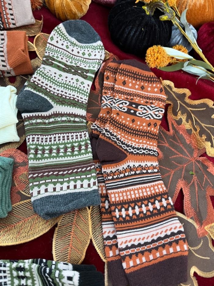 🧦 Lot de 7 paires de chaussettes fantaisie – style ethnique / hivernal - photo numéro 3