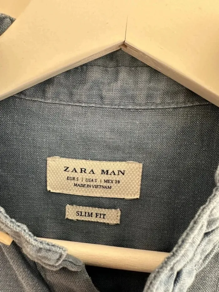 Chemise bleu Zara Man Slim Fit - Taille S - photo numéro 2