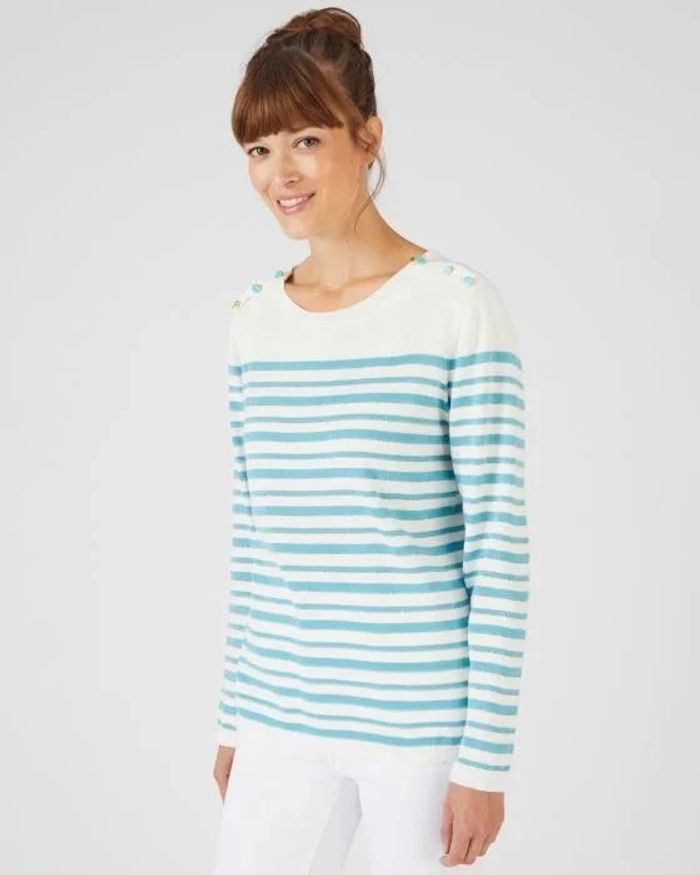 Rayé turquoise - Pull Marinière rayures brillantes – rayé turquoise – 46/48 - Damart