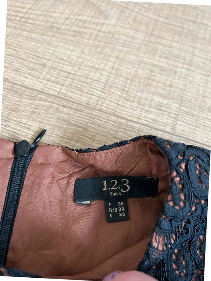Robe noire et marron en dentelle 123 taille 36 jamais portée - photo numéro 15
