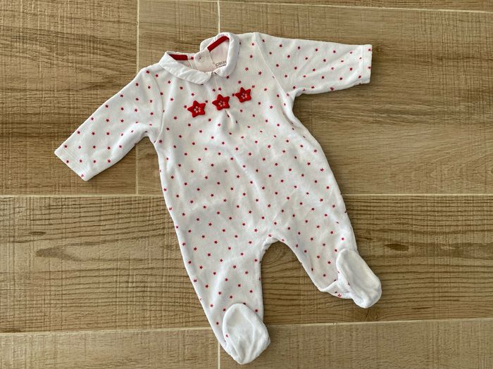 Pyjama velours blanc étoiles rouge  Obaibi