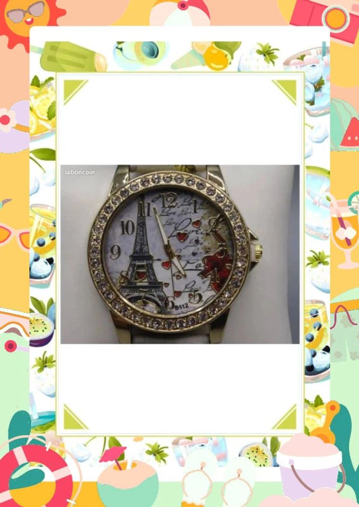 montre femme avec Motif Tour Eiffel Paris et strass - photo numéro 7