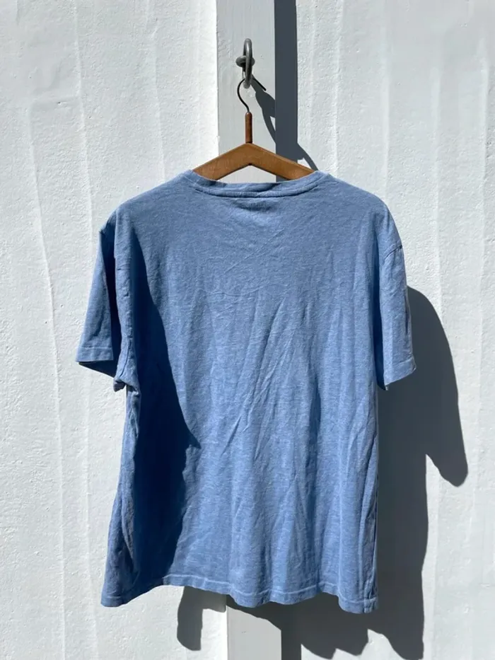V-neck T-shirt Ralph Lauren short sleeves blue black logo mens M - photo numéro 6
