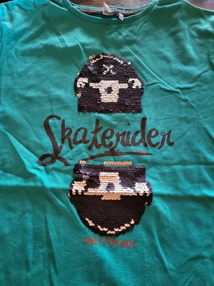 Tee-shirt manche courte turquoise - photo numéro 2