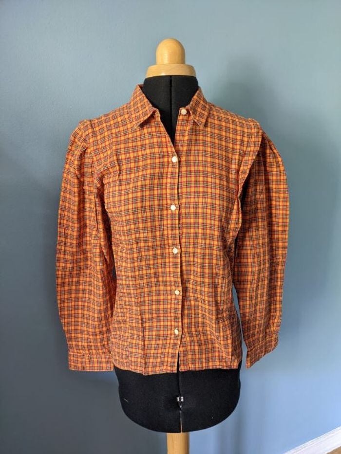 Chemise rouge orange à carreaux Cacharel T36