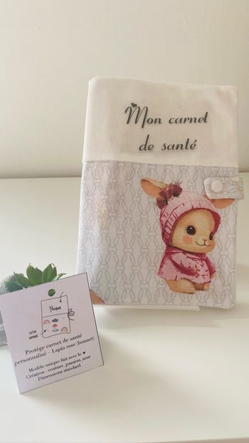 Protège carnet de santé personnalisable bébé enfant prénom bonnet