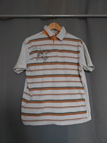 Polo blanc raillé