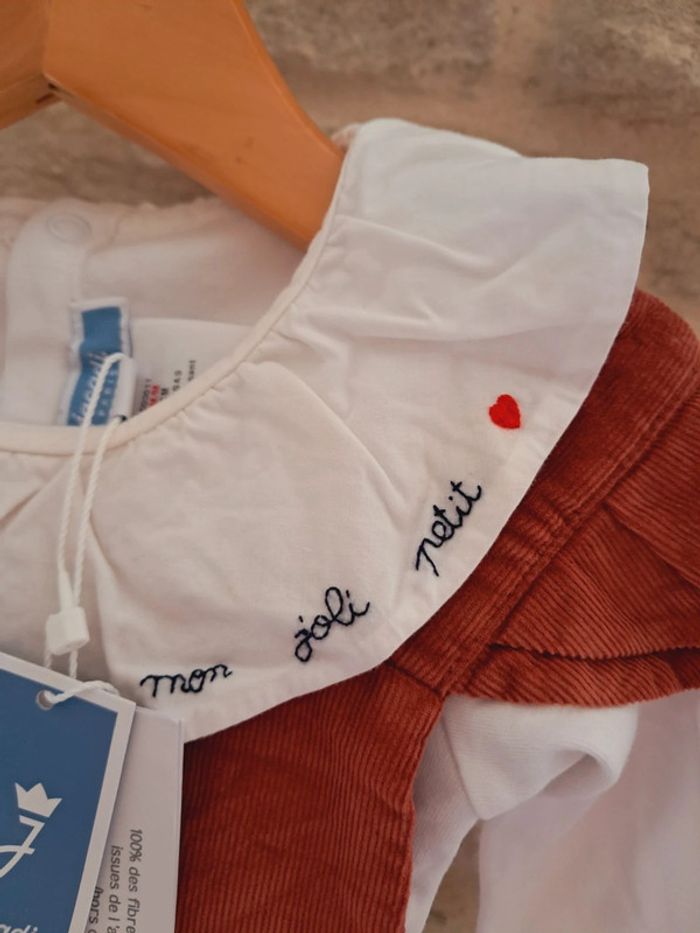 Neuf avec 🏷 Ensemble jacadi 18 mois salopette bloomer + body - photo numéro 2