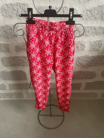Pantalon fluide fille 6 ans rouge fleur la halle