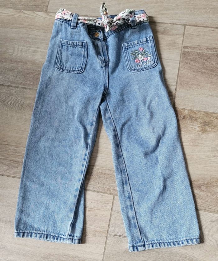 Ensemble blouse fleurie et jeans coupe wide taille 4 ans - photo numéro 5