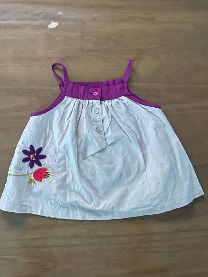 Ensemble pantalon mauve/haut bretelles gris DPAM 18 mois - photo numéro 9