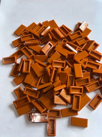 100 Tile Lego 1x2 ref 3069 Dark orange