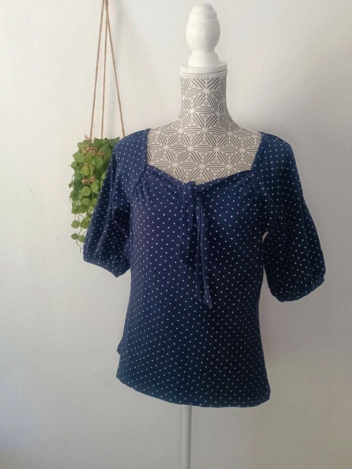 🌸 Joli haut Bleu Bonheur taille 38/40