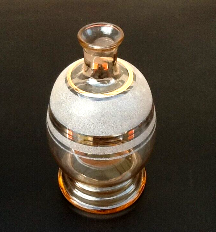 Années 1950 Carafe bobine à liqueur cerclée de dorure Verre givré / Verre rose - photo numéro 5