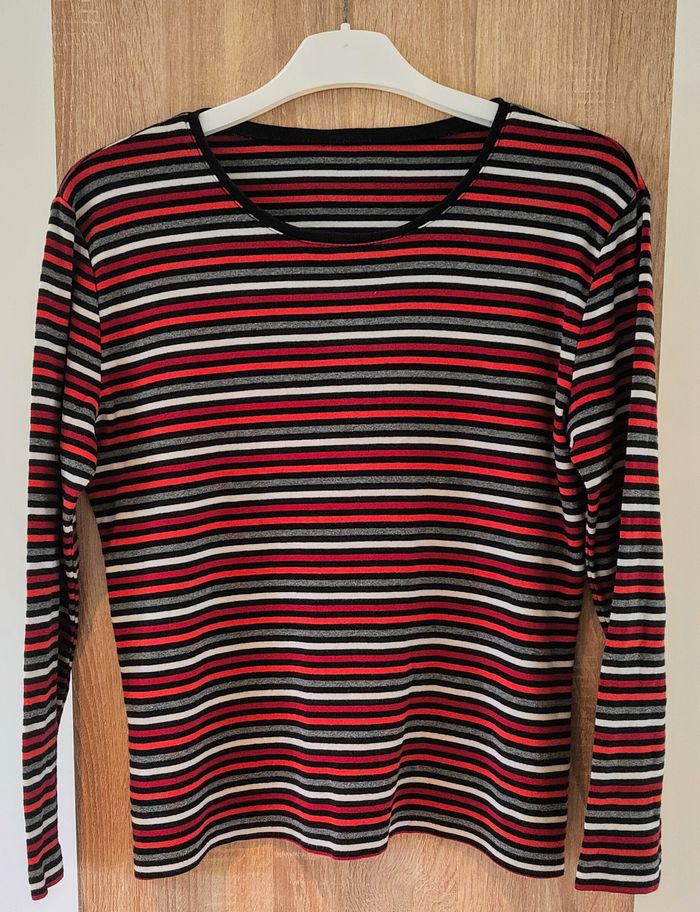 Haut manches longues à rayures multicolores