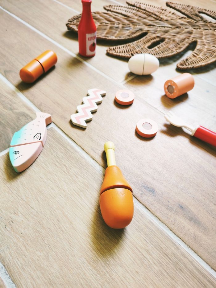 🍗Dinette charcuterie divers aliments poisson, poulet.. à scratch. en bois - photo numéro 2