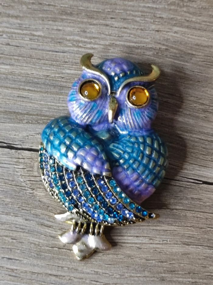 Broche hibou émaillé rétro